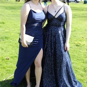 Navy Blue Sequin Prom Dress